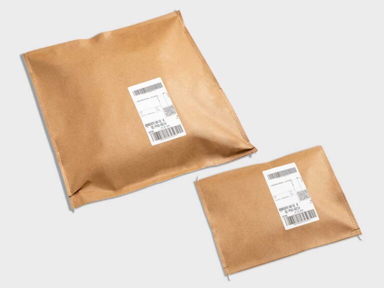Paper shipping packs with two sewn and two glued sides — Hugo Beck paper e-com rapid
