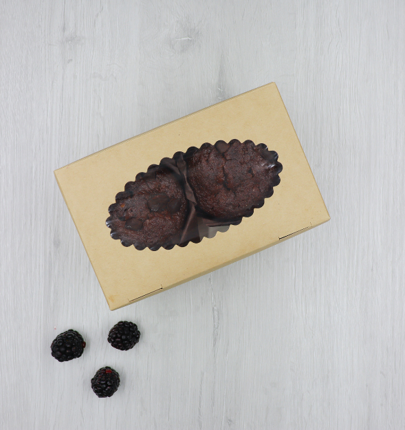 Kartonowe pudełko z okienkiem na dwie muffiny